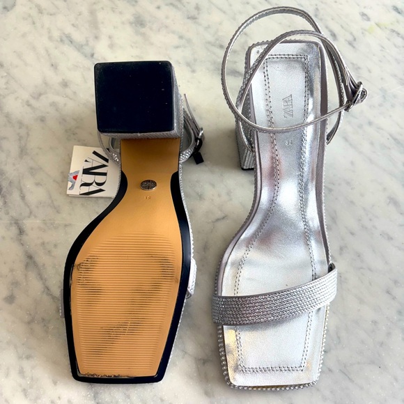 Zara Women’s 38 Sparkle High Heeled Sandals, Brand New - Size 7 1/2 - Picture 3 of 6